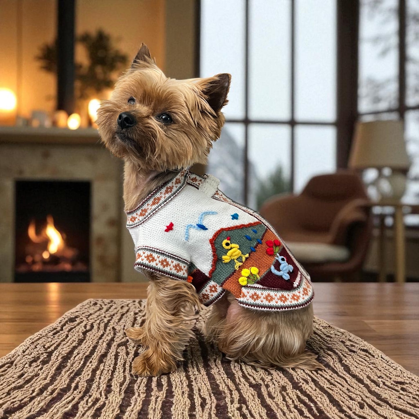 Royal BONE color Zip UP  Dog Sweater All Sizes (XX0-14)