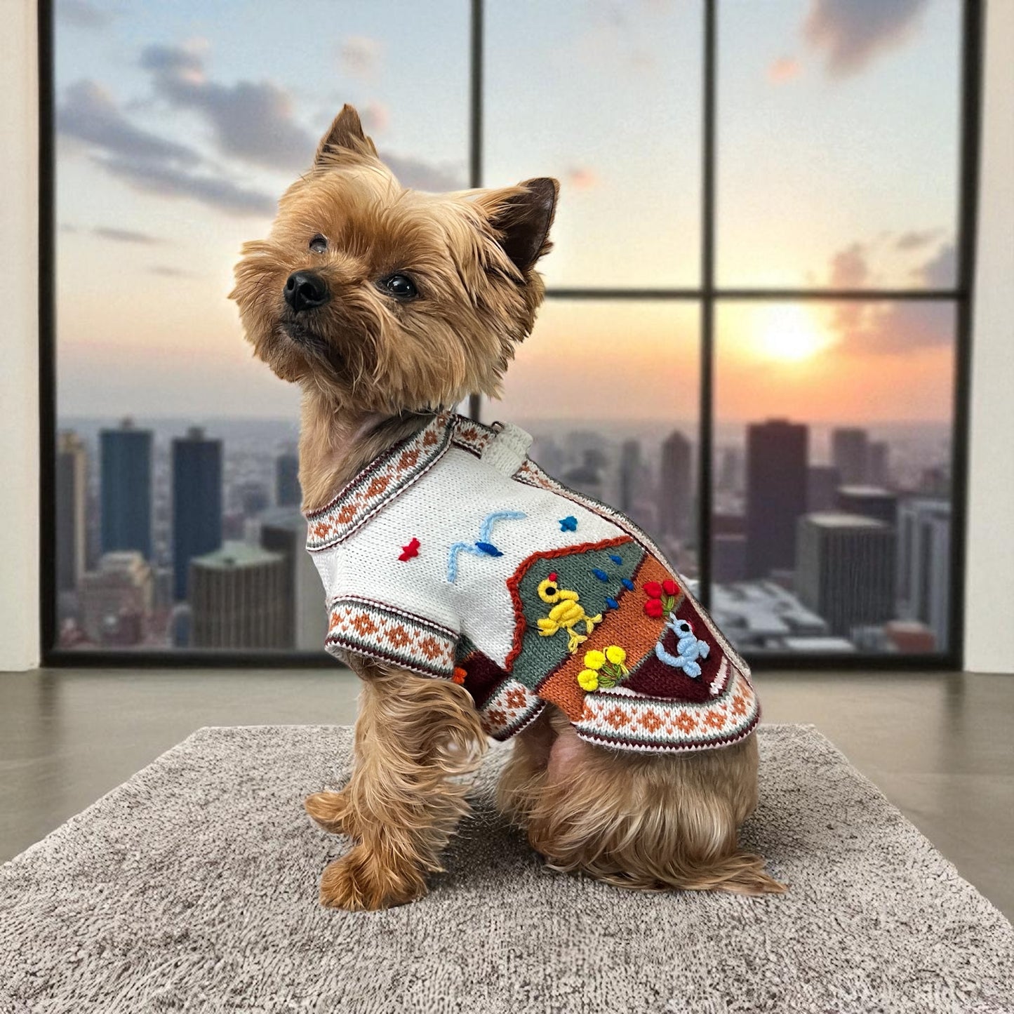 Royal BONE color Zip UP  Dog Sweater All Sizes (XX0-14)