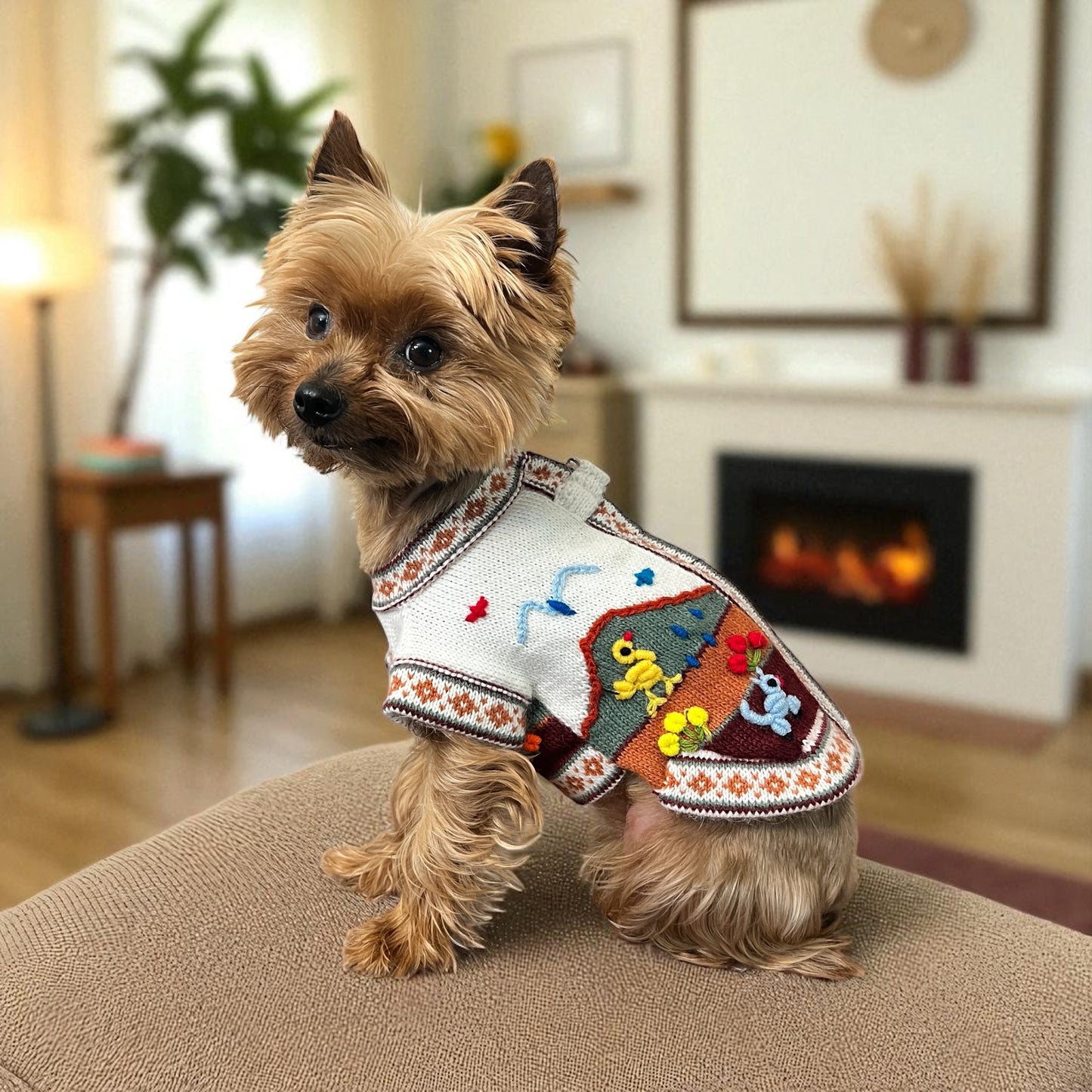 Royal BONE color Zip UP  Dog Sweater All Sizes (XX0-14)