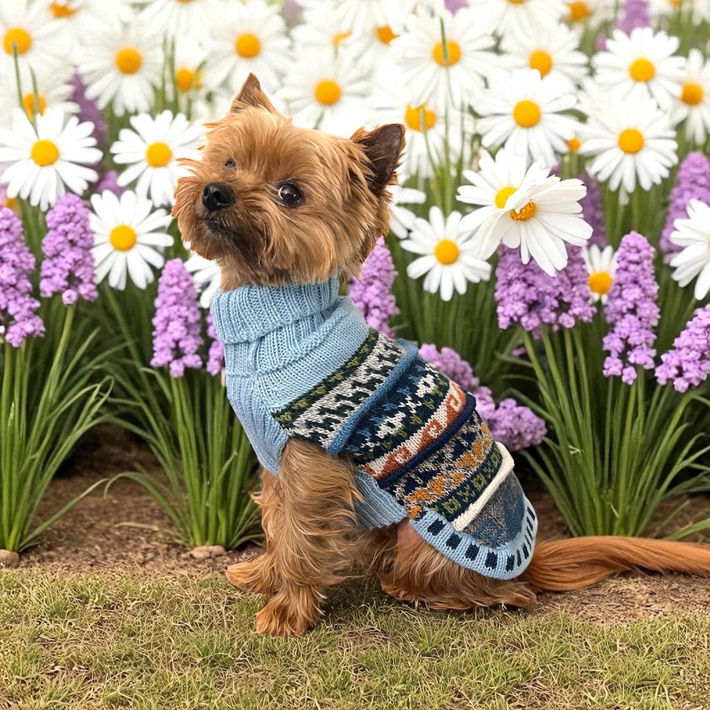 Coastal SKY BLUE Nazca Alpaca dog sweater (Size XX0-8)