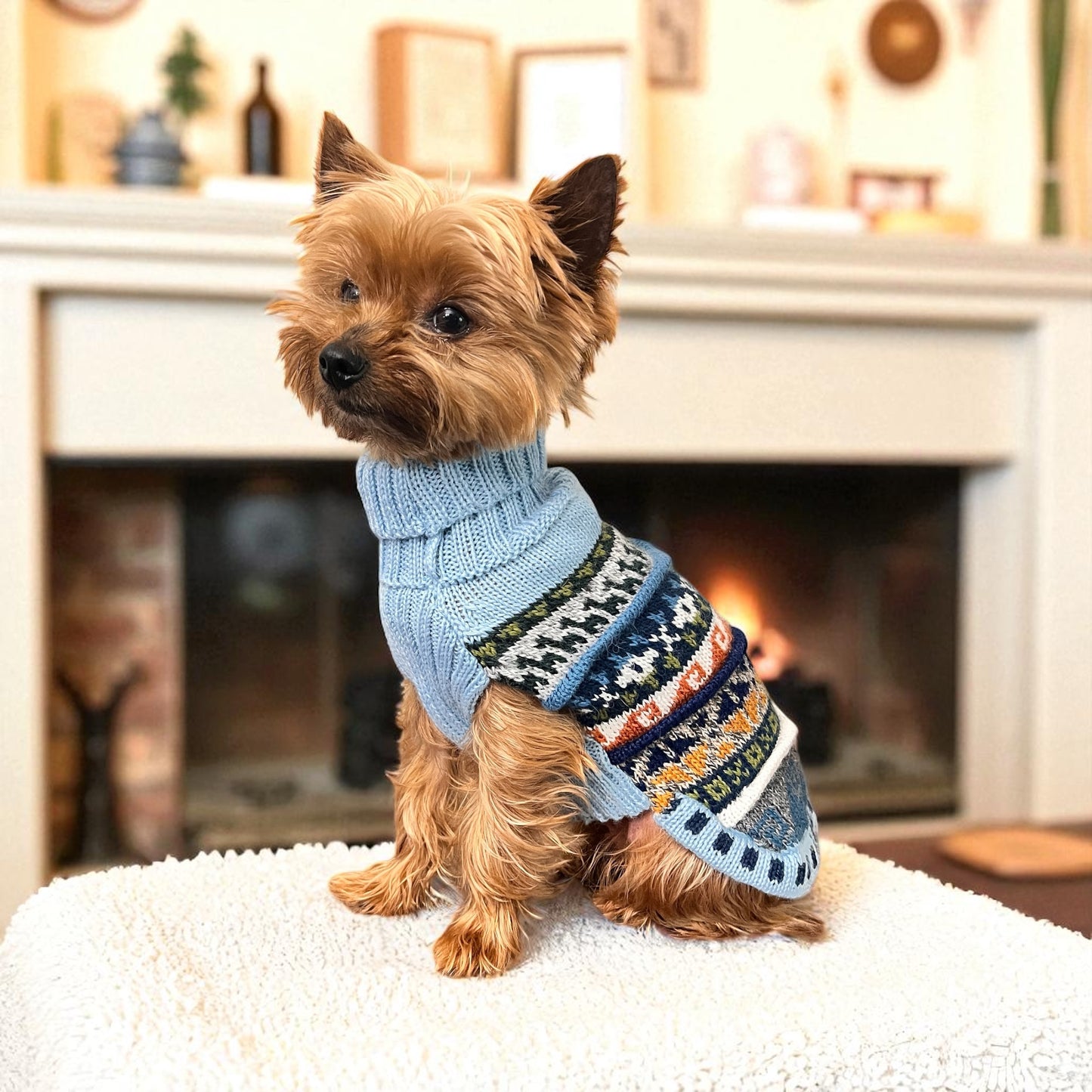 Coastal SKY BLUE Nazca Alpaca dog sweater (Size XX0-8)