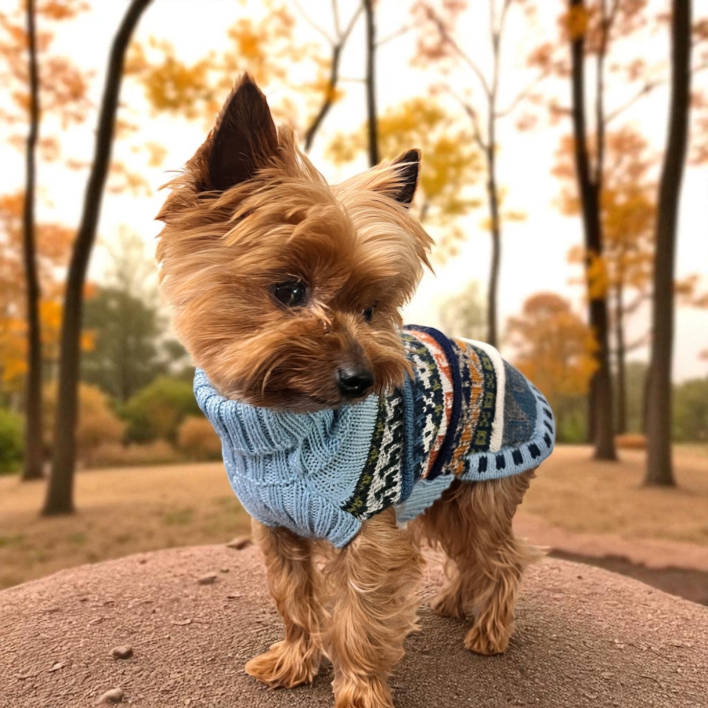 Coastal SKY BLUE Nazca Alpaca dog sweater (Size XX0-8)