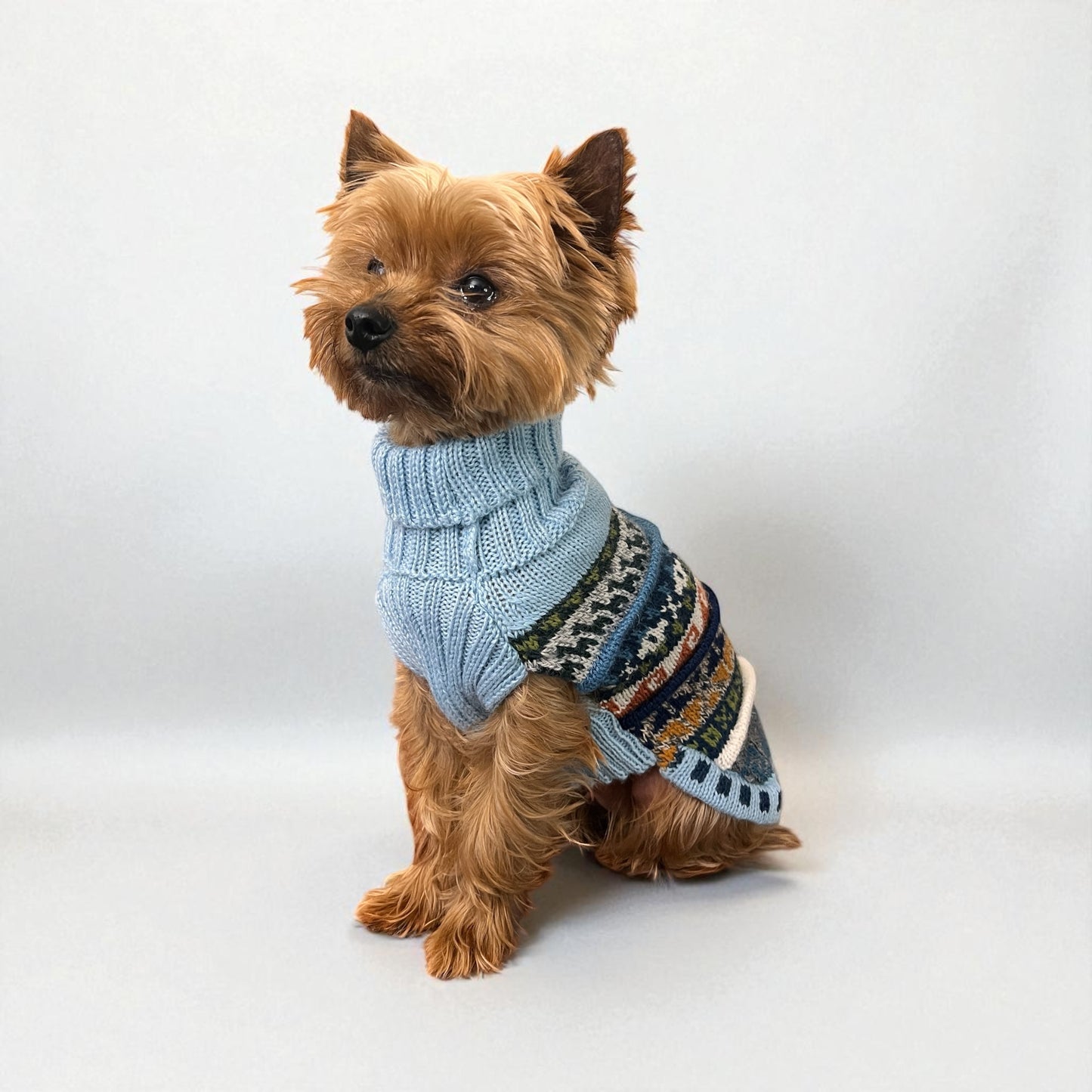 Coastal SKY BLUE Nazca Alpaca dog sweater (Size XX0-8)