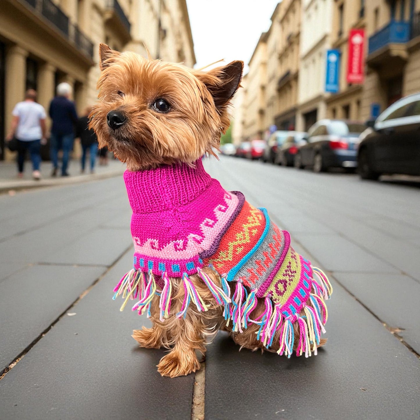 Pink Fiesta Alpaca Dog Poncho
