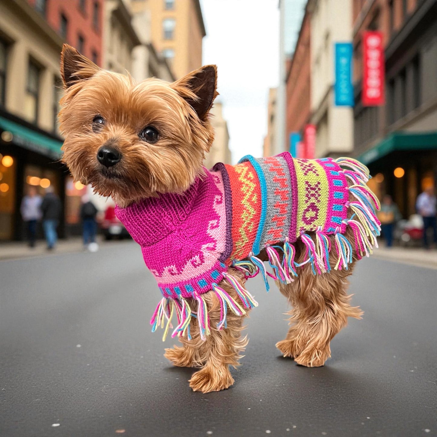 Pink Fiesta Alpaca Dog Poncho