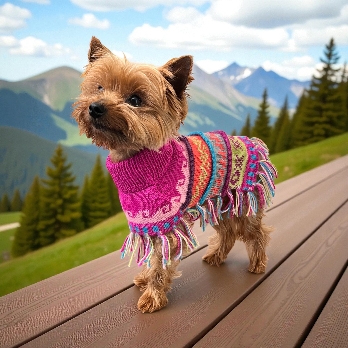 Pink Fiesta Alpaca Dog Poncho