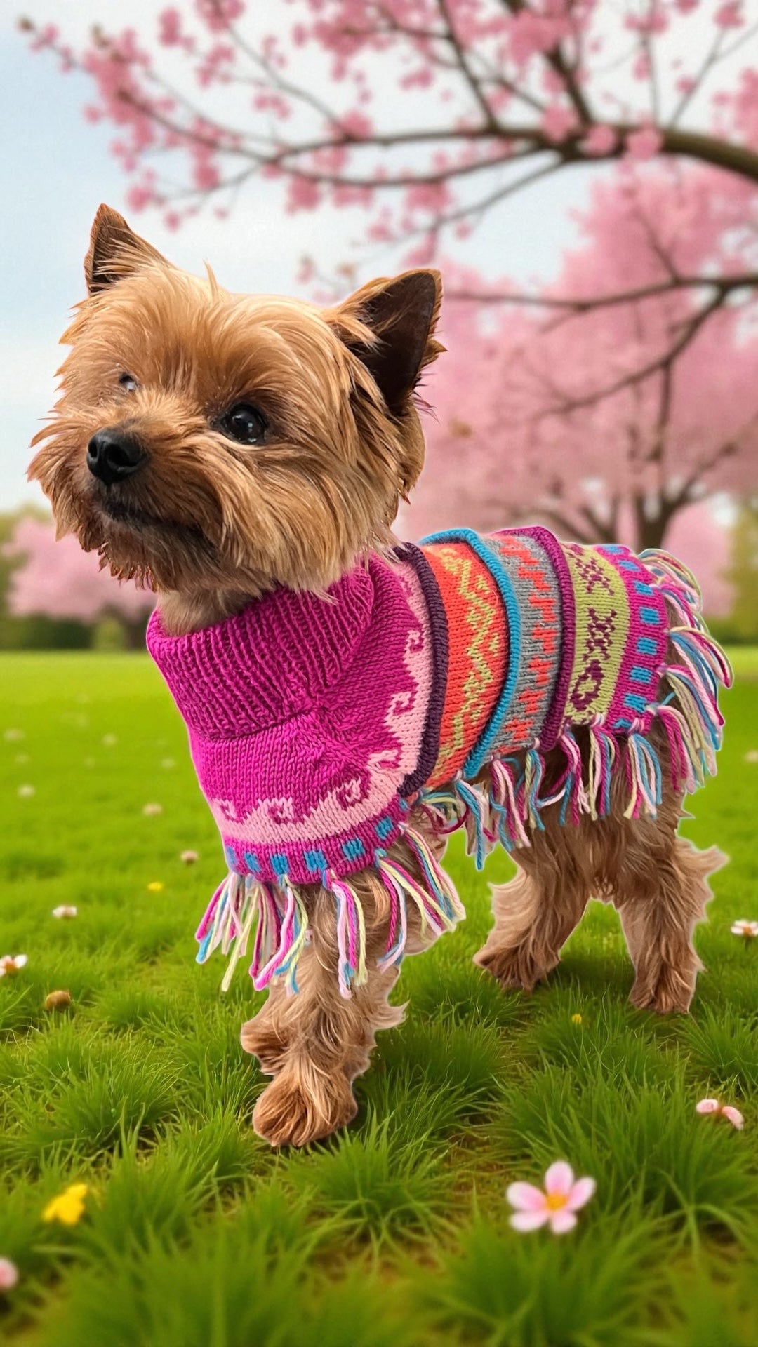 Pink Fiesta Alpaca Dog Poncho