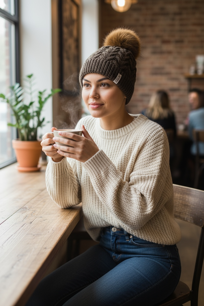 Luxury Real Fur Pom Pom Beanie