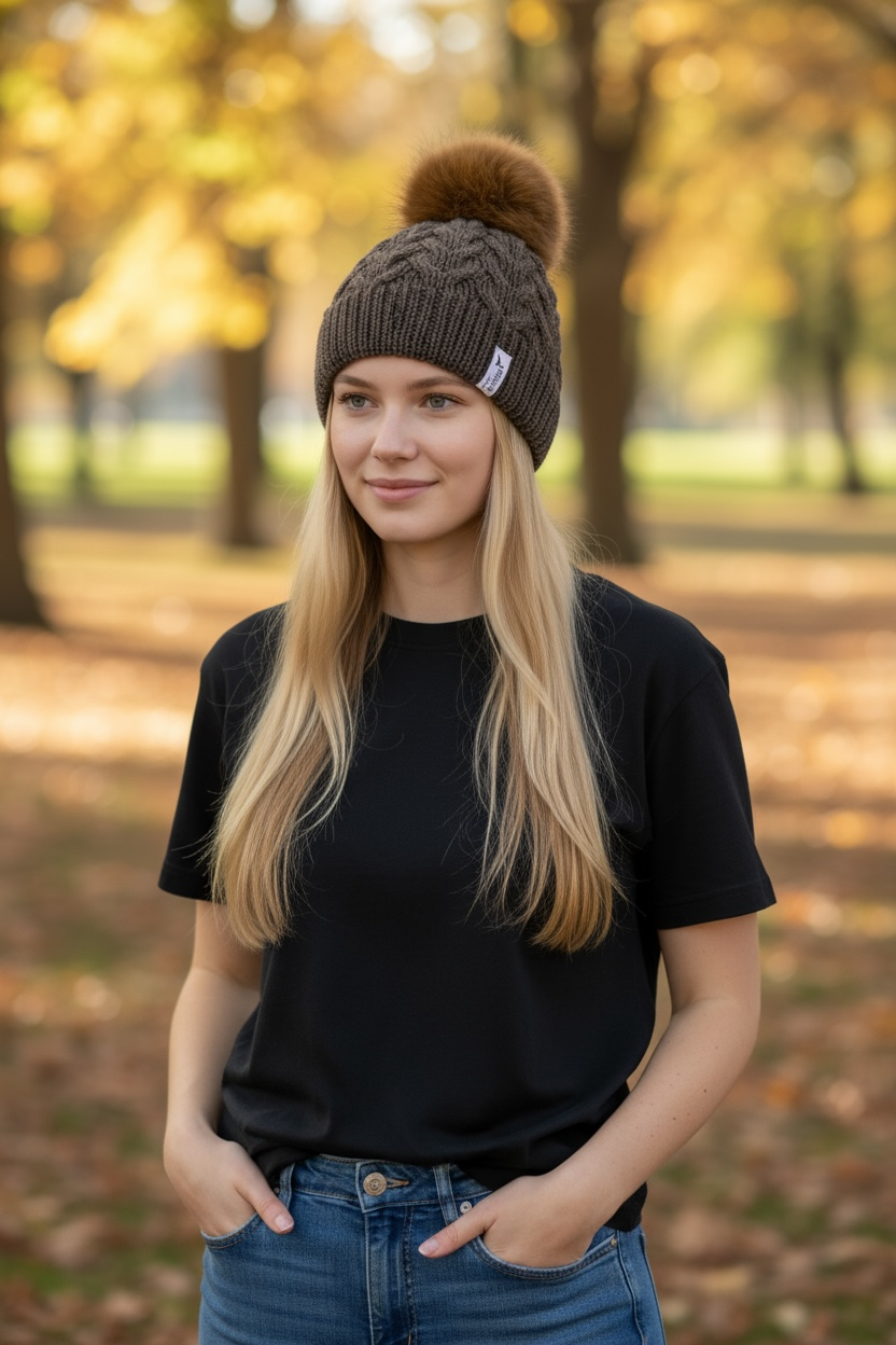 Luxury Real Fur Pom Pom Beanie