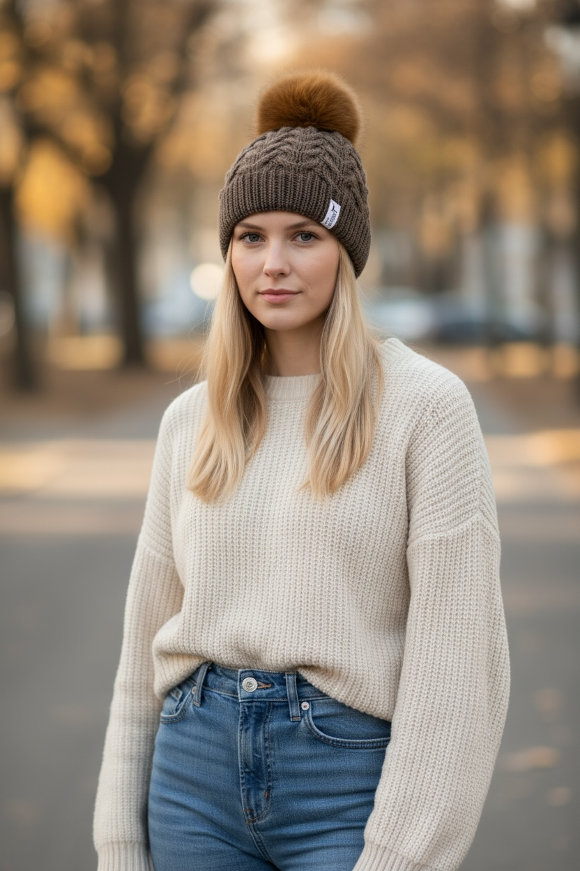 Luxury Real Fur Pom Pom Beanie