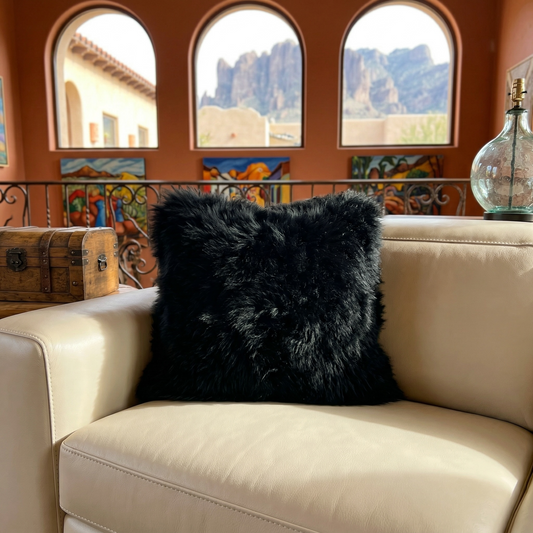 Baby Alpaca Fur Pillow 20x20 (Black)