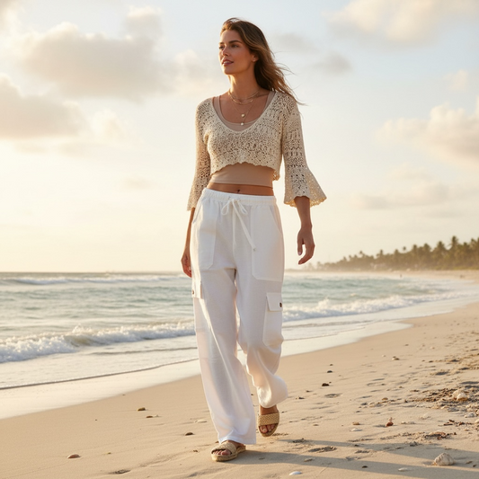 Luxury Solid Color Boho Harem Pants | Peruvian Pima Cotton Resort & Beach Pants for Women