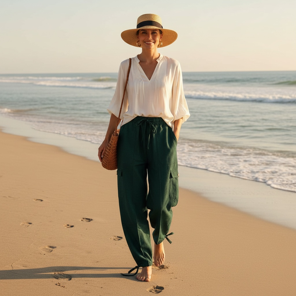 Luxury Solid Color Boho Harem Pants | Peruvian Pima Cotton Resort & Beach Pants for Women