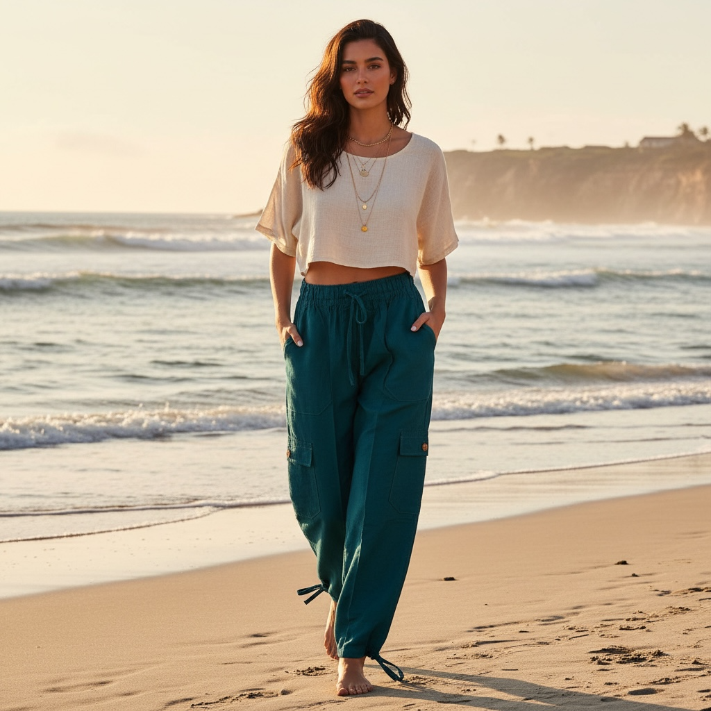 Luxury Solid Color Boho Harem Pants | Peruvian Pima Cotton Resort & Beach Pants for Women