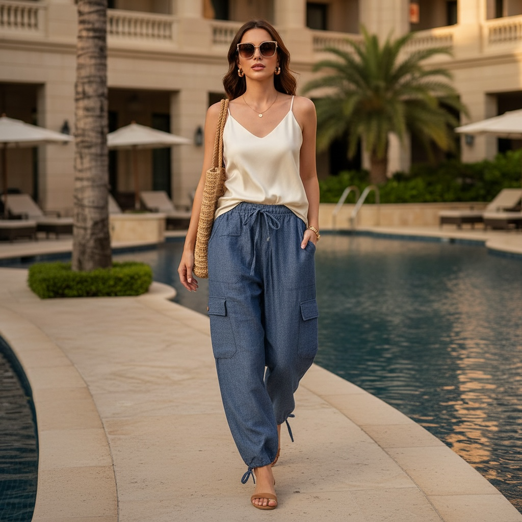 Luxury Solid Color Boho Harem Pants | Peruvian Pima Cotton Resort & Beach Pants for Women