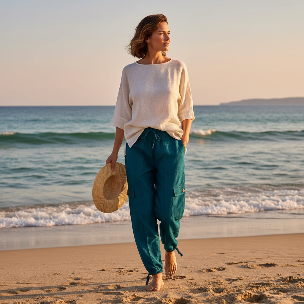 Luxury Solid Color Boho Harem Pants | Peruvian Pima Cotton Resort & Beach Pants for Women