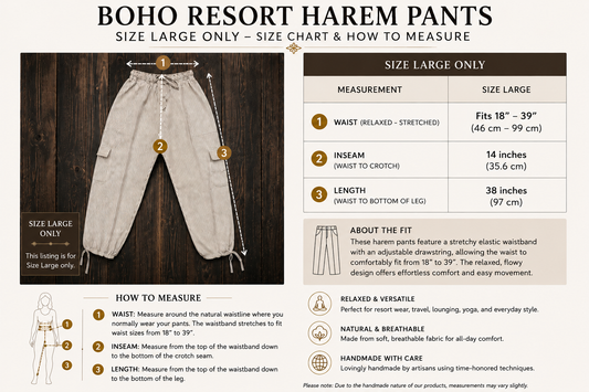 Luxury Boho Resort Harem Pants | Size Large Coastal Lounge Pants