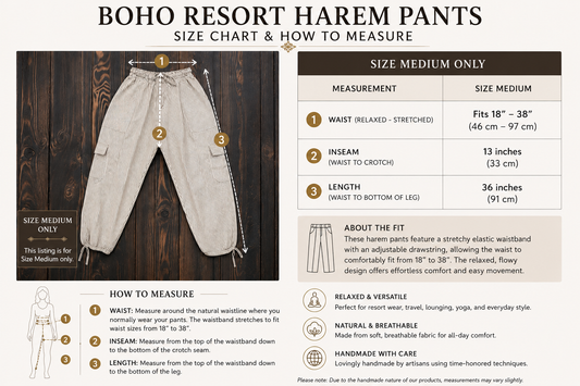 Luxury Boho Resort Harem Pants | Size Medium Coastal Lounge Pants