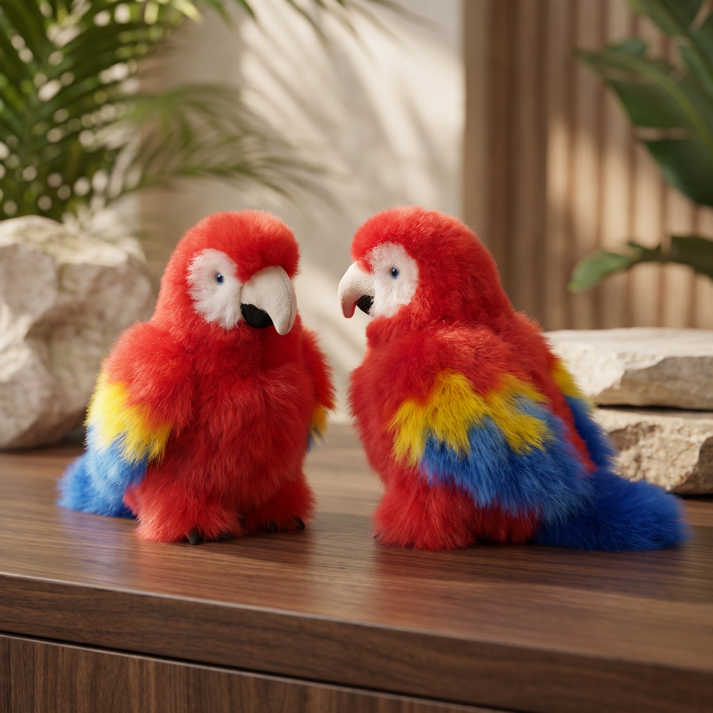 Luxury Scarlet Macaw Stuffed Animal – Handmade Baby Alpaca Fur Plush from Peru