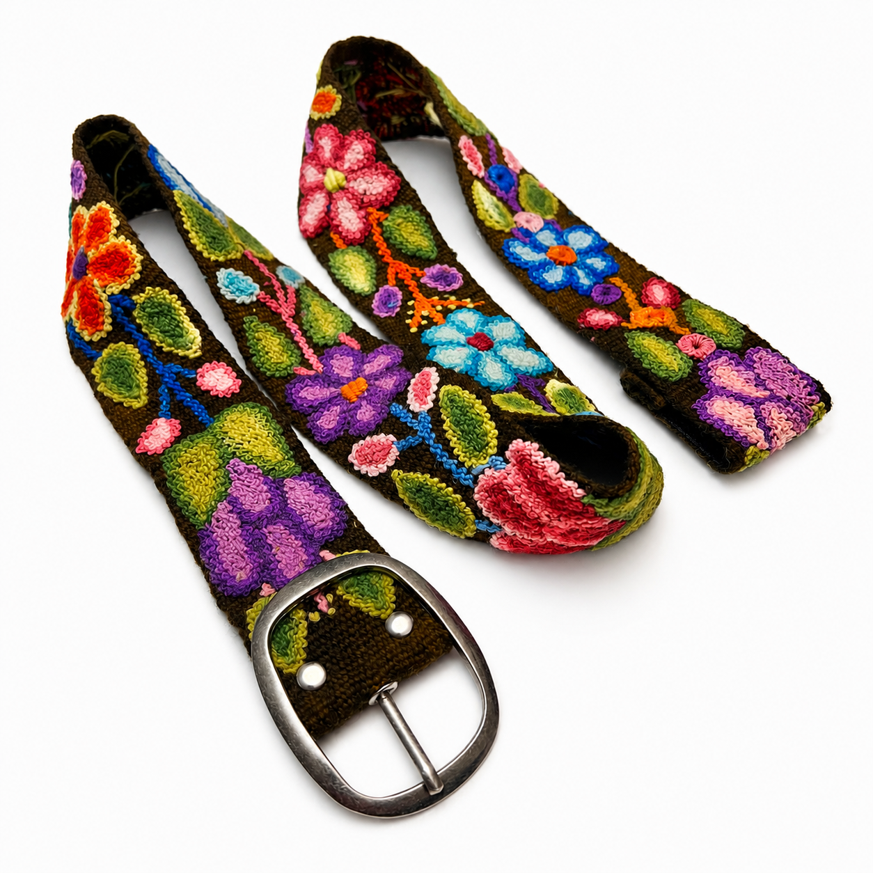 Hand-Embroidered Alpaca Belt – SIZE XL