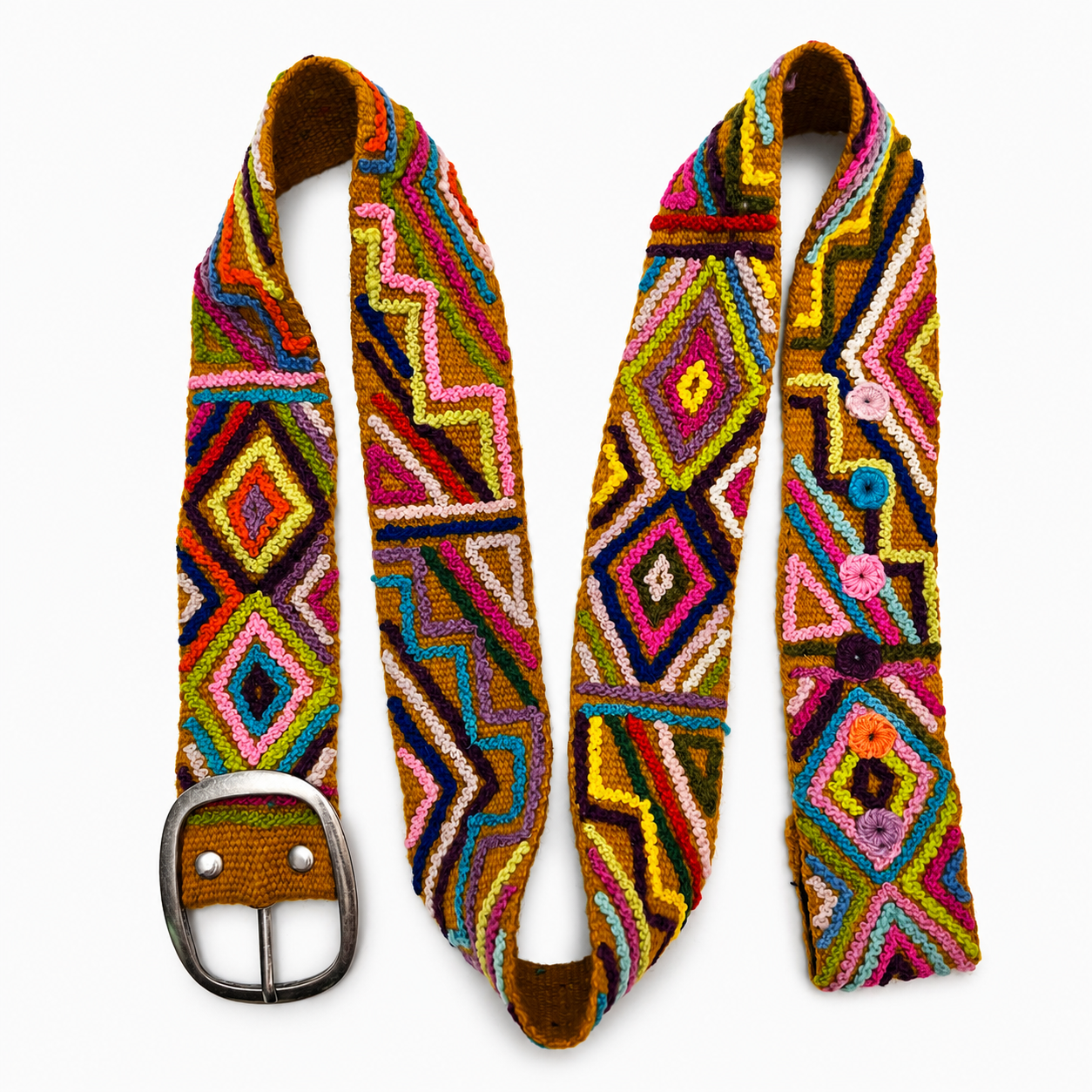 Hand-Embroidered Alpaca Belt – SIZE XL