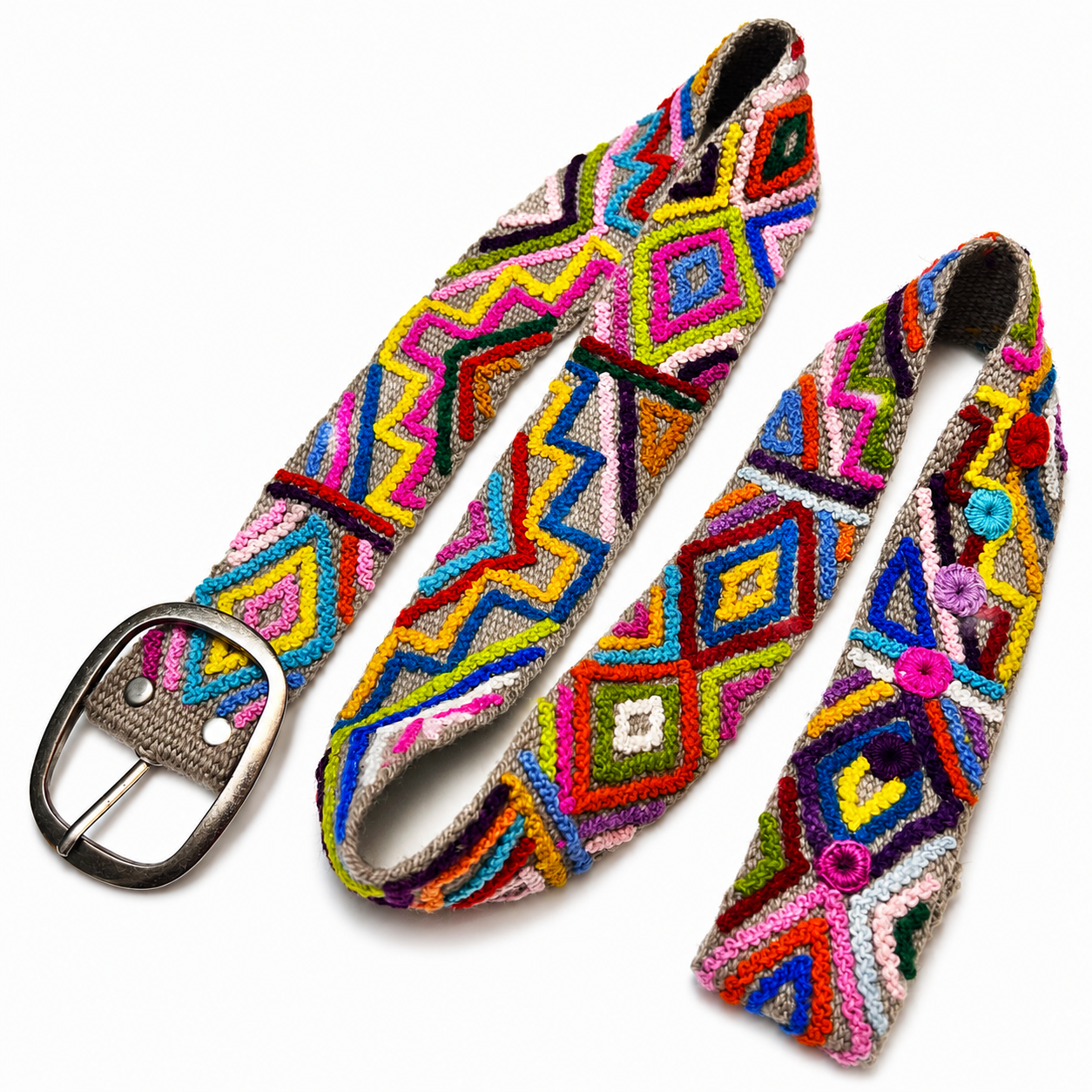 Hand-Embroidered Alpaca Belt – SIZE XL