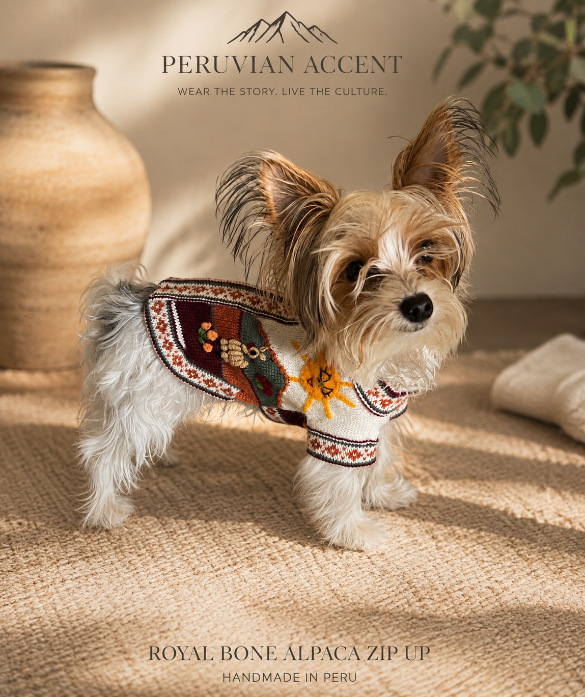 Royal BONE color Zip UP  Dog Sweater All Sizes (XX0-14)