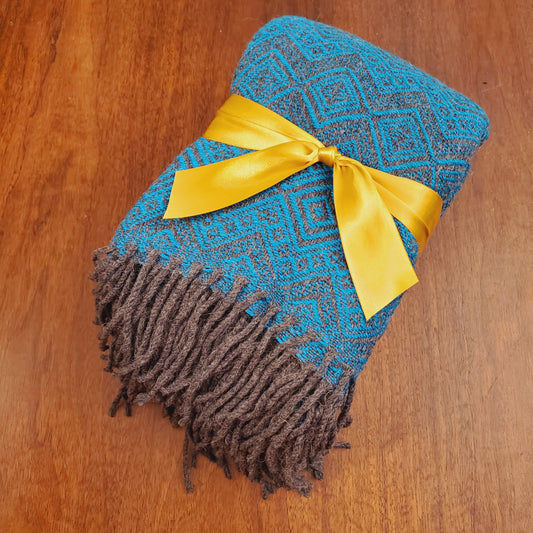 Teal and Charcoal Alpaca throw blanket