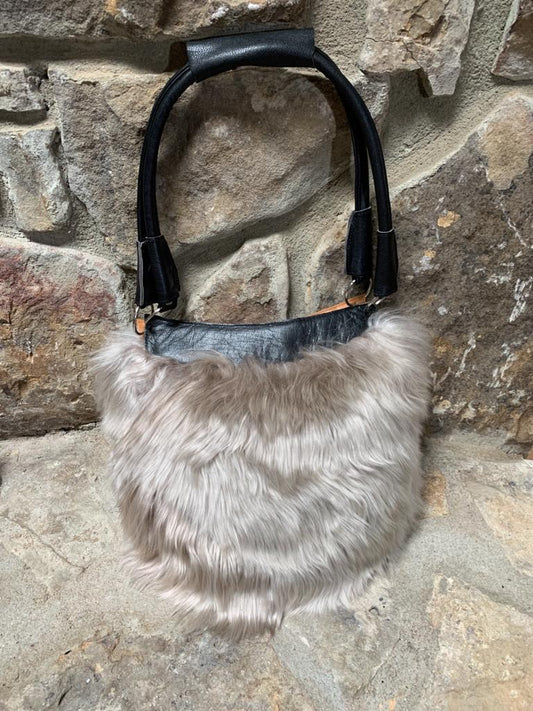TAUPE Luxury Alpaca Fur Purse – Elegant & Soft
