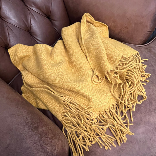 Luxury hand-loomed Gold Alpaca Throw Blanket hypoallergenic