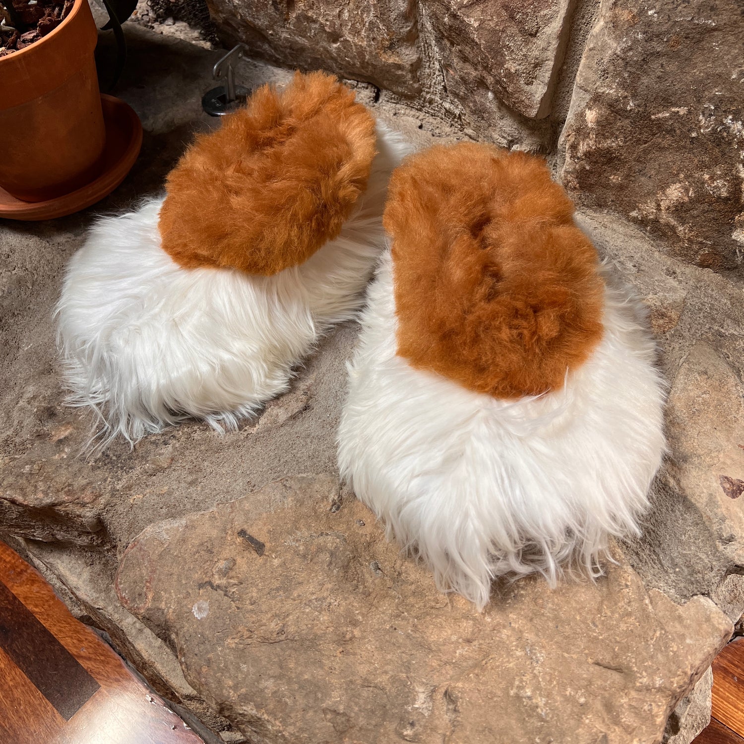 Handmade Alpaca beanie with real fur pompom.