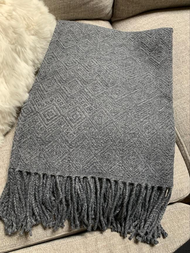Handmade Alpaca throw blanket. Charcoal Gray. Hypoallergenic.