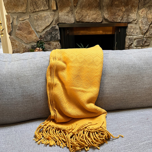 Luxury hand-loomed Gold Alpaca Throw Blanket hypoallergenic