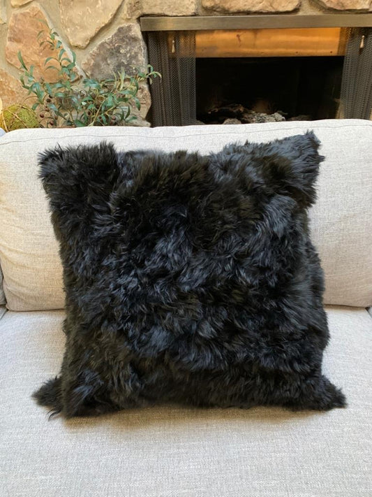 Baby Alpaca Fur Pillow 20x20 (Black)