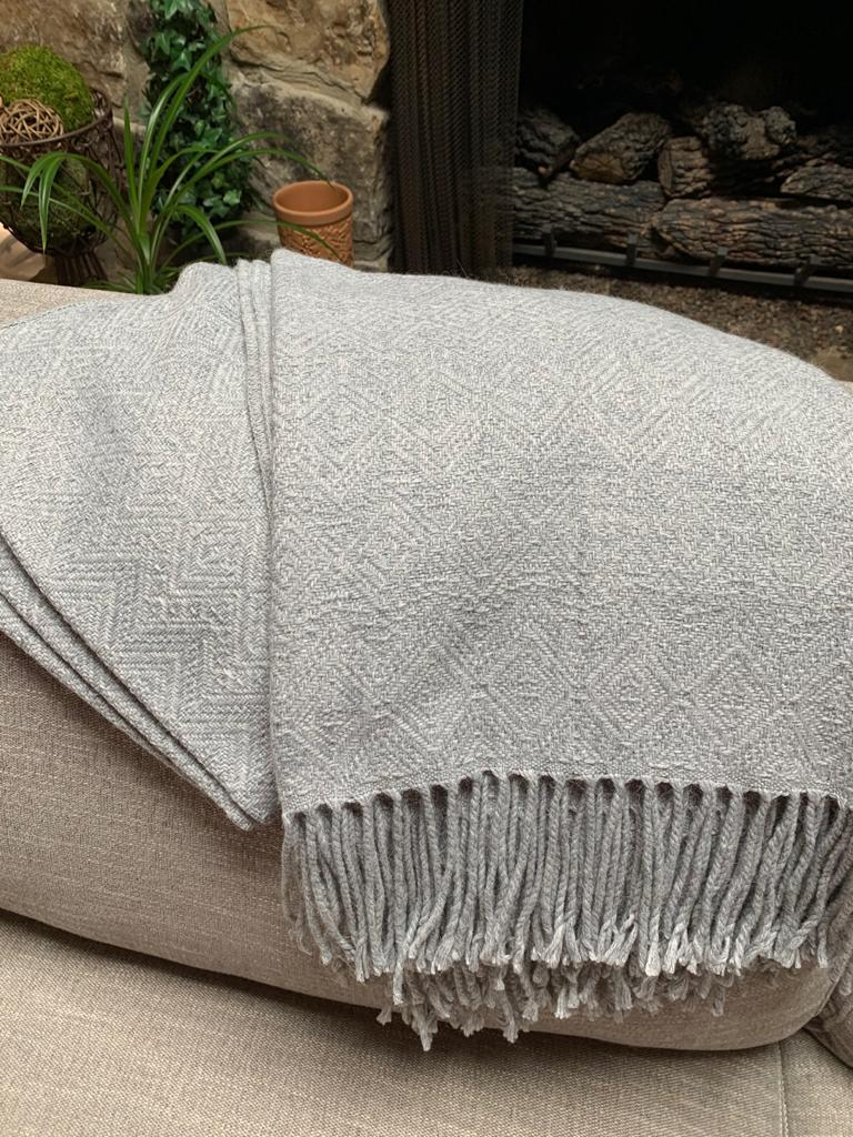 Solid Silver Alpaca Throw blanket by Peruvian Accent